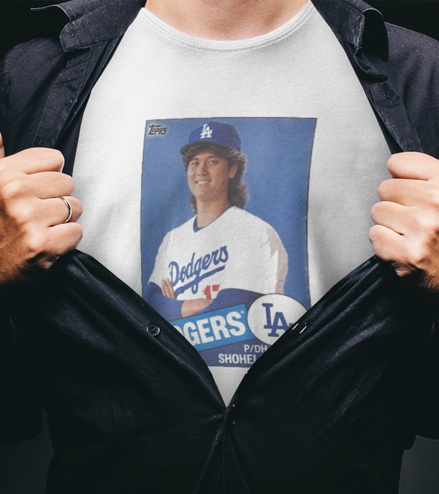 Shohei Ohtani Dodgers P/DH 80s Topps Los Angeles Baseball Card T-Shirt