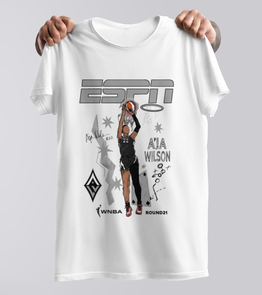 ESPN WNBA A'Ja Wilson Round21 Basketball Player T-Shirt
