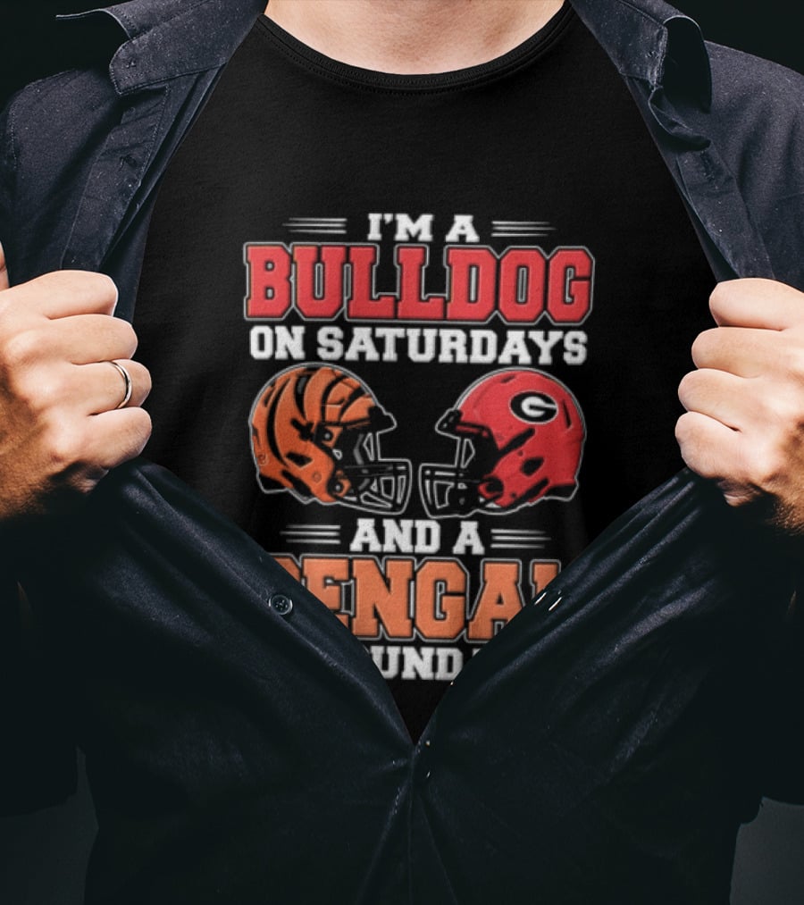 I'm A Bulldog On Saturdays And A Bengal On Sundays Football Helmets T-Shirt