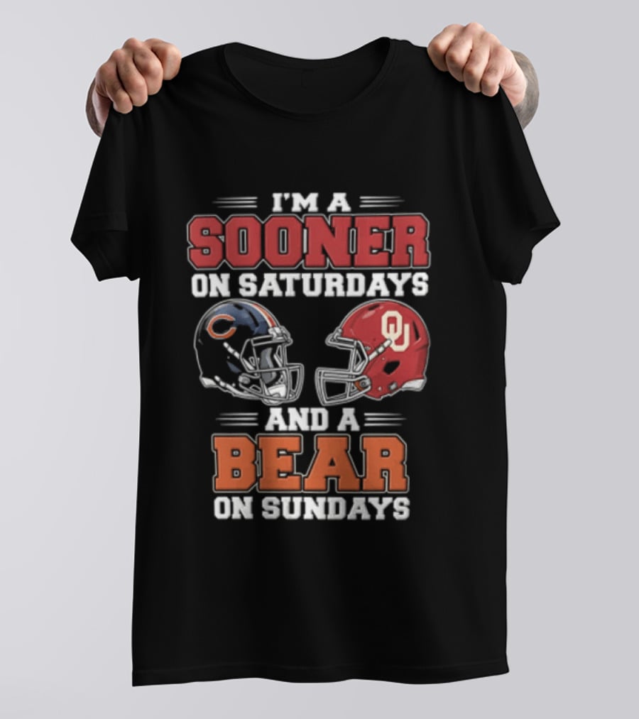 I'm A Sooner On Saturdays And A Bear On Sundays Football Helmets T-Shirt