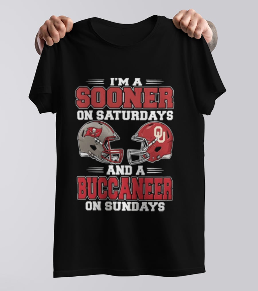 I'm A Sooner On Saturdays And A Buccaneer On Sundays Football Helmets T-Shirt