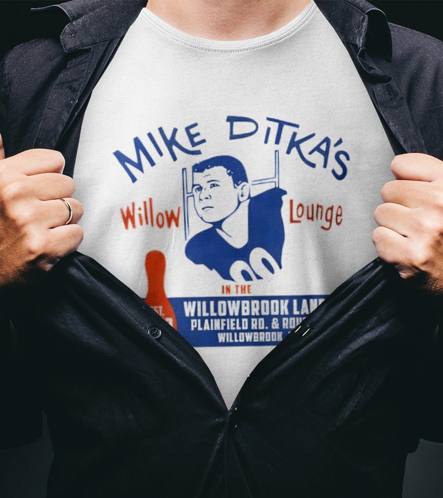 Mike Ditka's Willow Lounge Northwest Highway Chicago Retro Blue And Orange Appeal T-Shirt