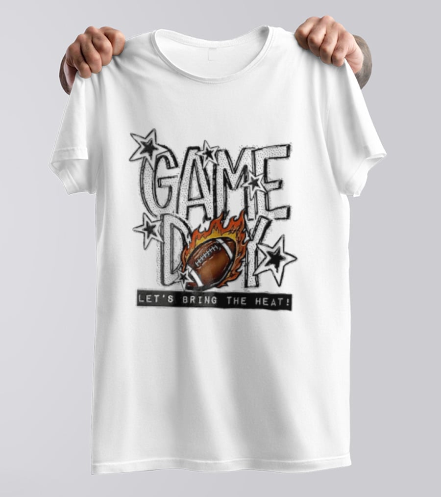 Game Day Football Let's Bring The Heat Flames Stars T-Shirt