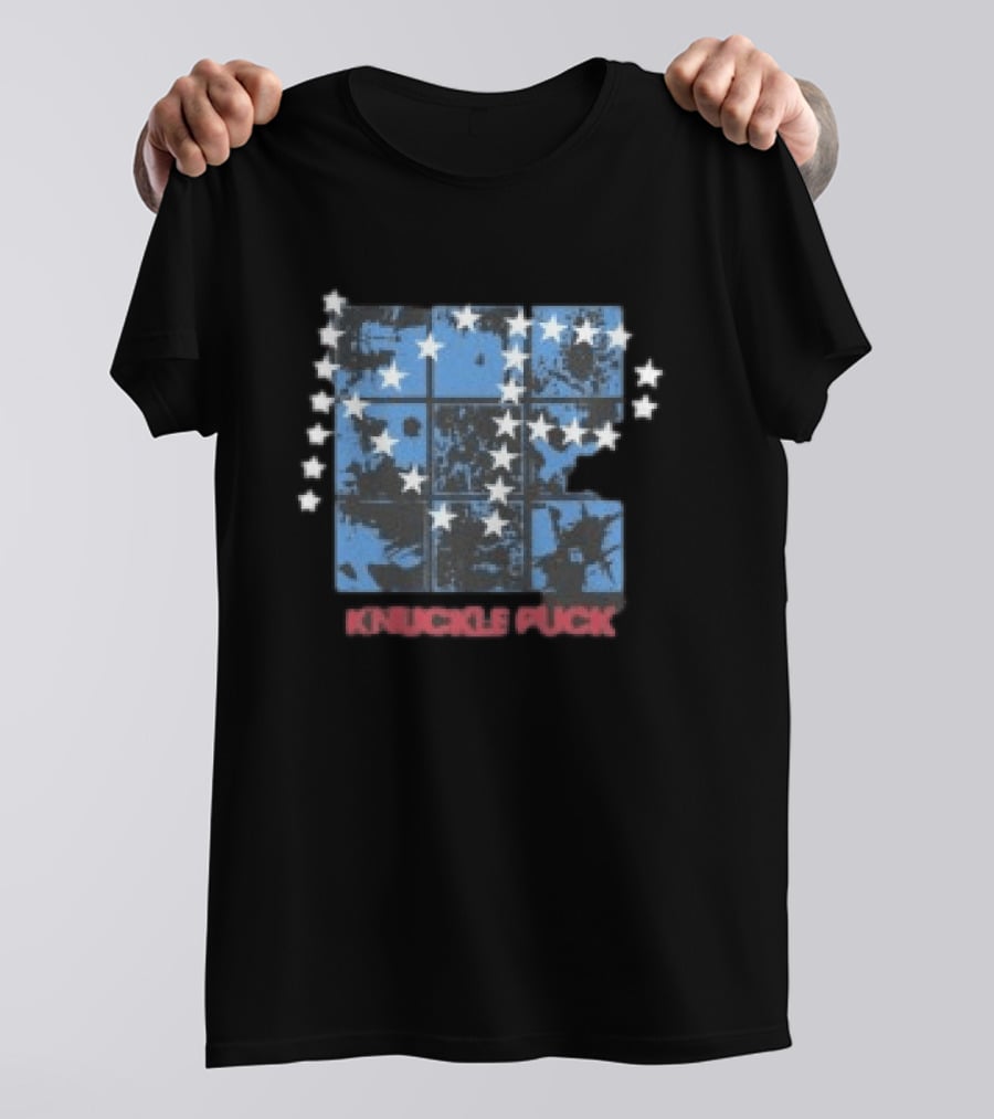 Knuckle Puck Faded Black Stars Blue Grid T-Shirt