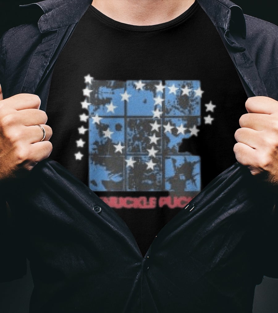 Knuckle Puck Faded Black Stars Blue Grid T-Shirt