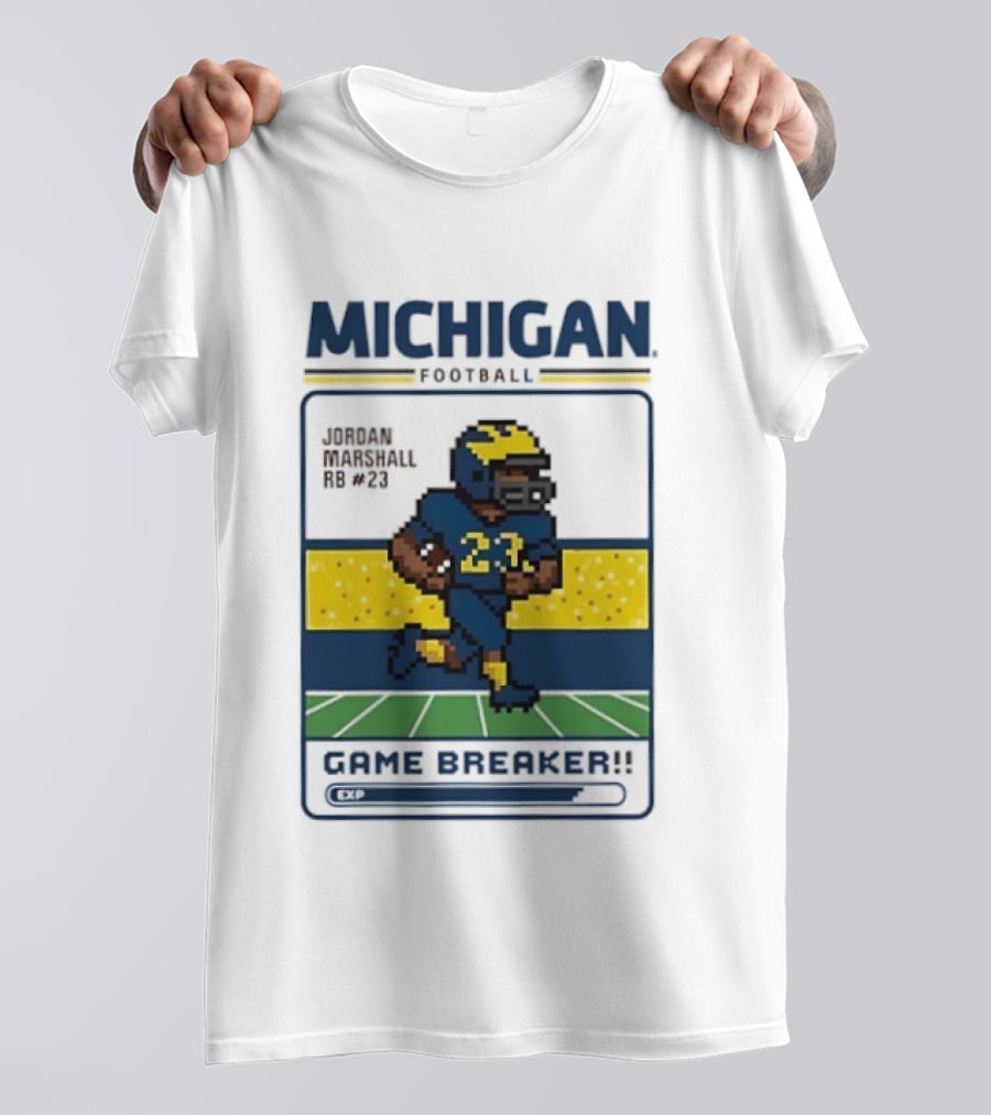 Jordan Marshall Michigan Football Game Breaker Pixel Art #21 T-Shirt