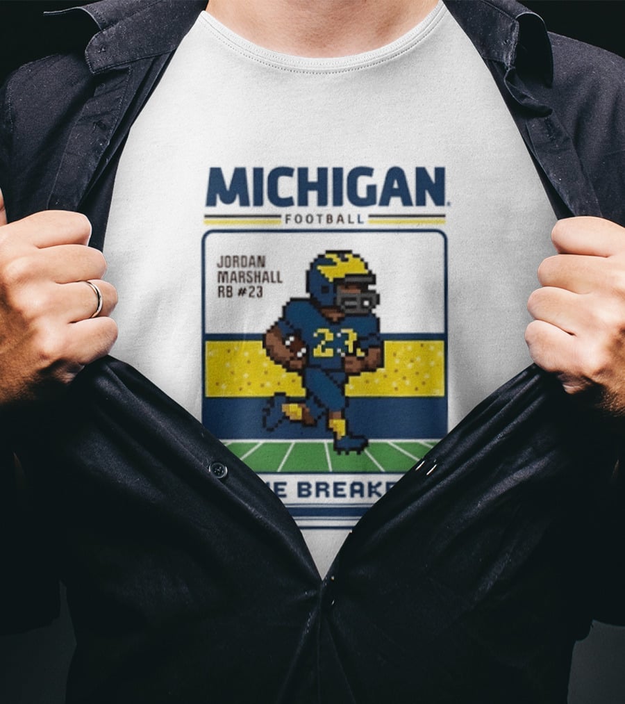 Jordan Marshall Michigan Football Game Breaker Pixel Art #21 T-Shirt