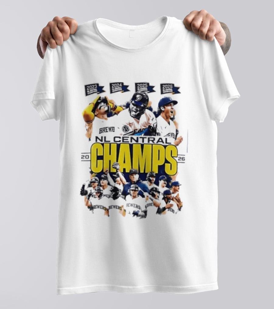 Milwaukee Brewers 2026 NL Central Champs Banner With Team Players T-Shirt