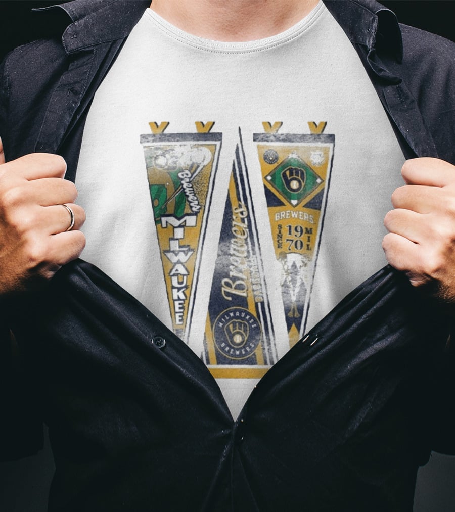 Milwaukee Brewers Pennants Since 1970 Victory Brewers T-Shirt