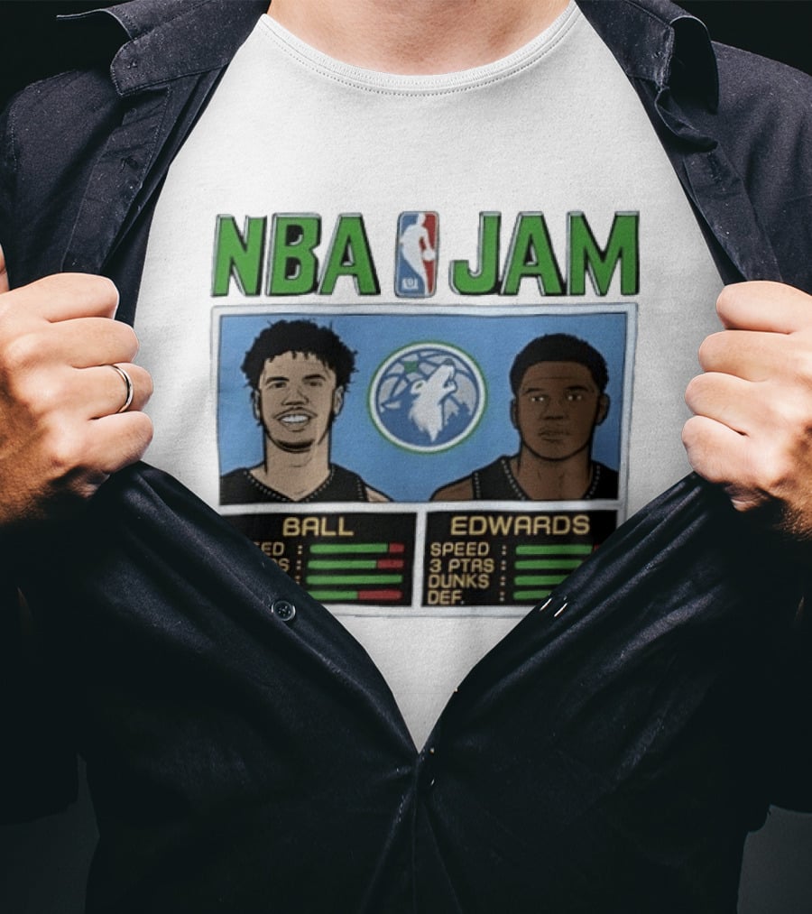NBA Jam Minnesota Timberwolves LaMelo Ball Anthony Edwards T-Shirt