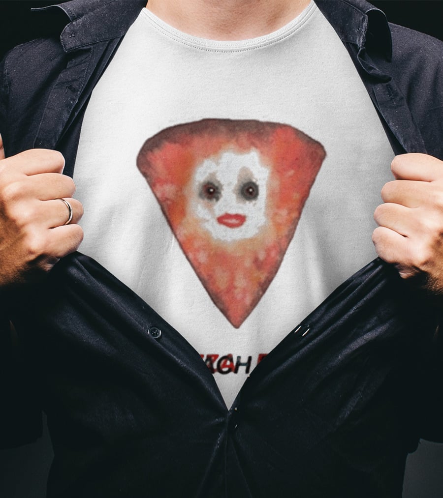 Peach Pit Pizza Slice Clown Face T-Shirt