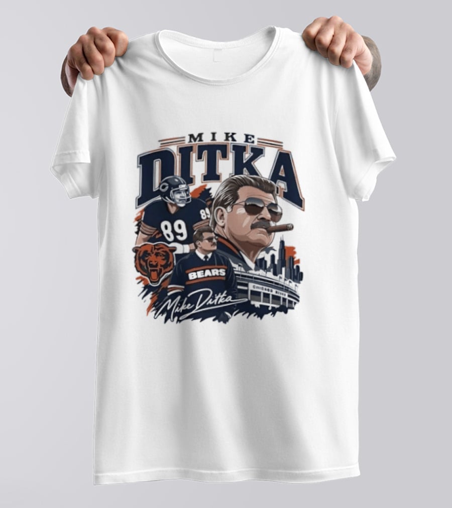 Mike Ditka Chicago Bears Coach Tribute With Skyline And Bear T-Shirt
