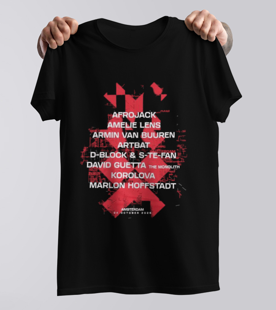 Amf Store 2026 Line Up Afrojack Amelie Lens Armin Van Buuren Artem Kicklock Stefan David Guetta Korolova Marlon Hoffstadt Amsterdam 6 October 2023 T-Shirt