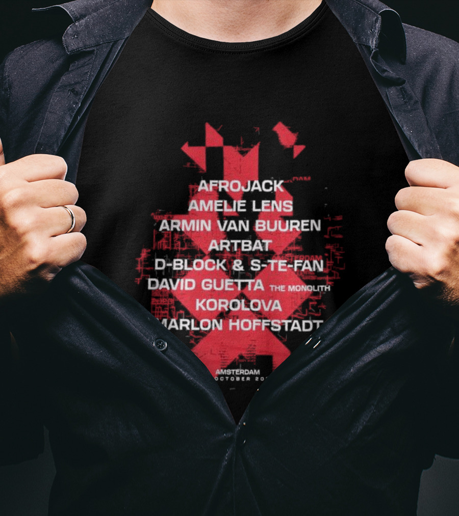 Amf Store 2026 Line Up Afrojack Amelie Lens Armin Van Buuren Artem Kicklock Stefan David Guetta Korolova Marlon Hoffstadt Amsterdam 6 October 2023 T-Shirt