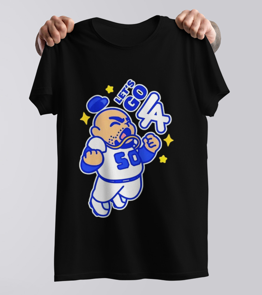 Let's Go LA No 50 Baseball Cartoon Player T-Shirt