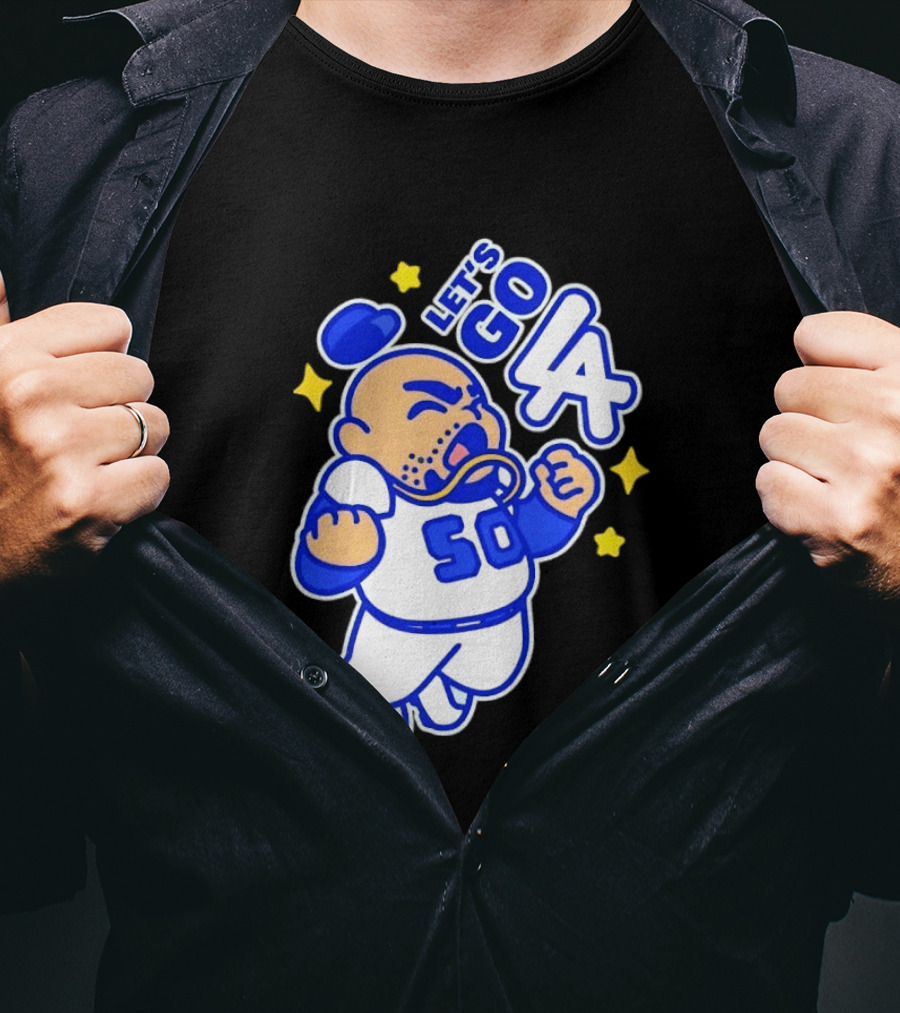 Let's Go LA No 50 Baseball Cartoon Player T-Shirt
