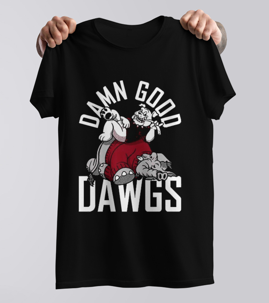 Georgia Bulldogs Damn Good Dawgs Alabama Crimson Tide Rivals Cartoon T-Shirt