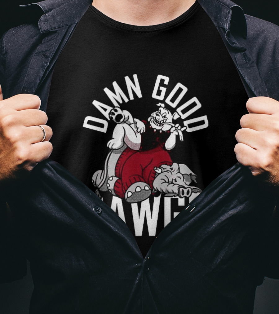 Georgia Bulldogs Damn Good Dawgs Alabama Crimson Tide Rivals Cartoon T-Shirt
