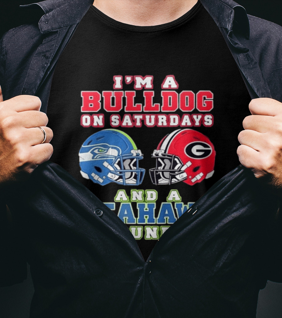 I'm A Bulldog On Saturdays And A Seahawk On Sundays Football Helmets T-Shirt