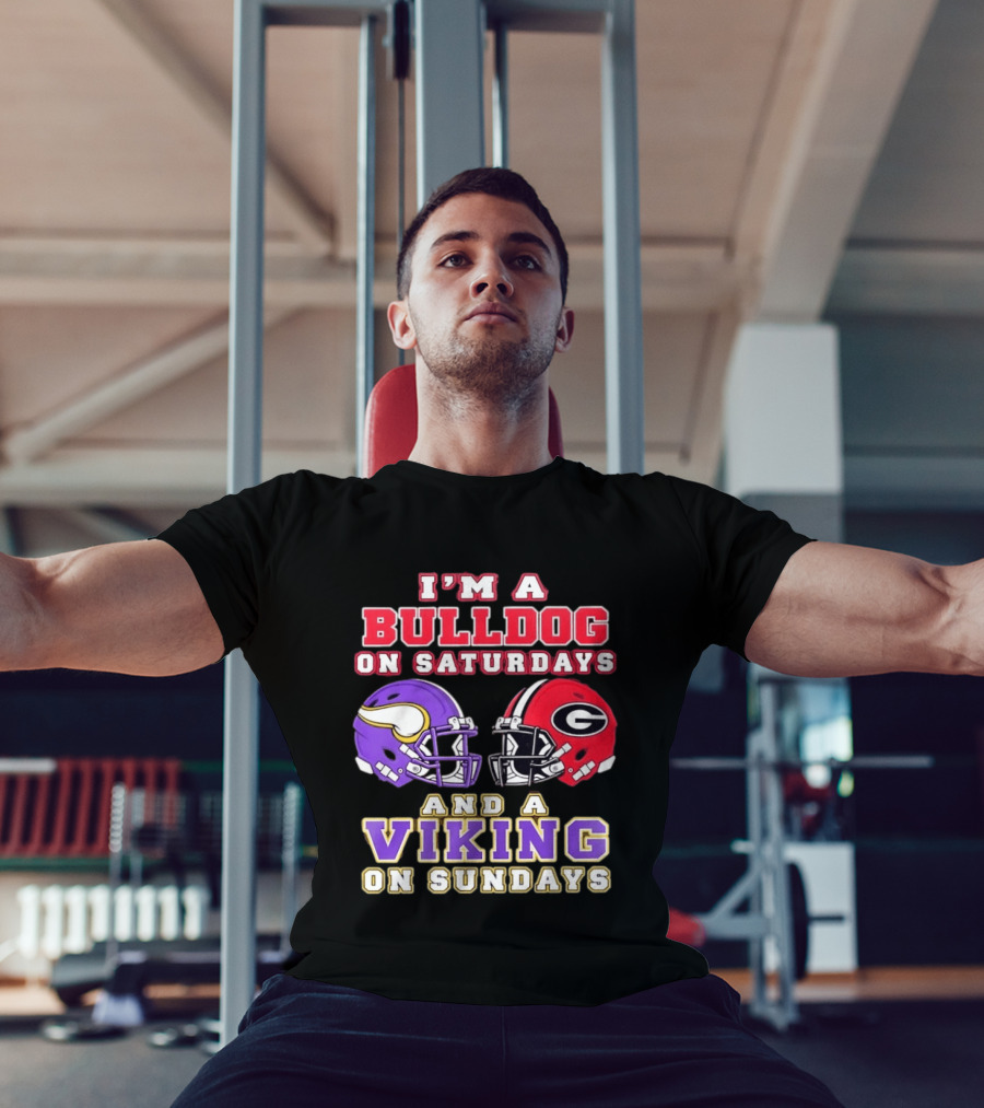 I'm A Bulldog On Saturdays And A Viking On Sundays Helmet Combo T-Shirt