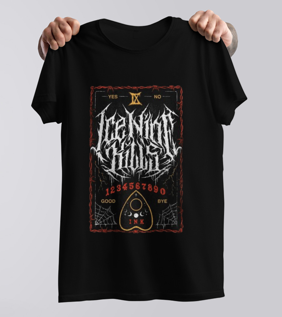 Ice Nine Kills Game Night Ouija Board Design With IX And Spiderwebs T-Shirt
