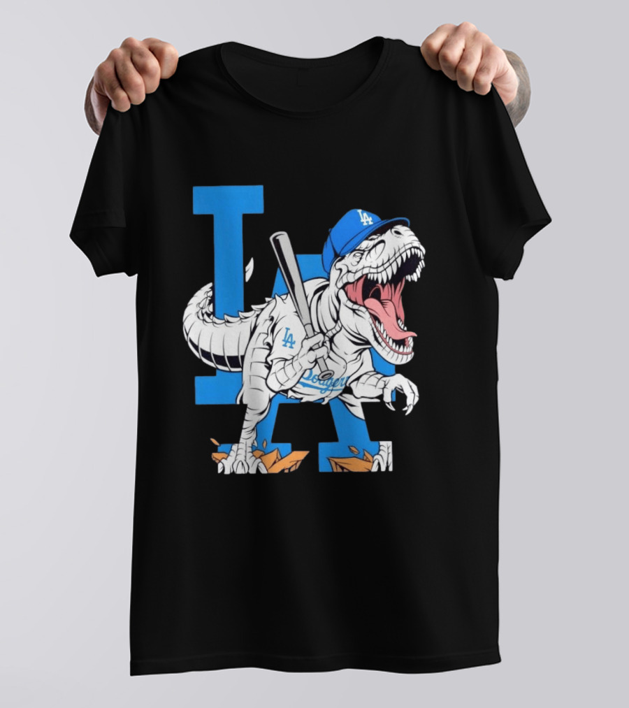 Los Angeles Dodgers Rex Baseball Cap Bat LA Letter T-Shirt