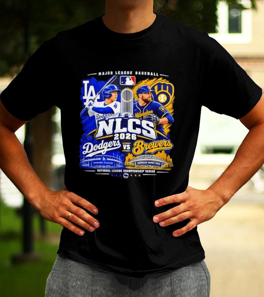 2026 NLCS Los Angeles Dodgers Vs Milwaukee Brewers Matchup At Dodger Stadium And American Family Field T-Shirt