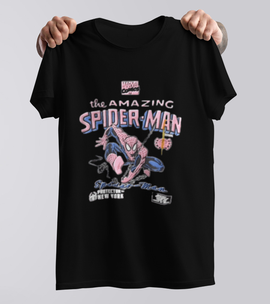 Marvel Comics The Amazing Spider Man Protector Of New York Swinging Action Adventure T-Shirt