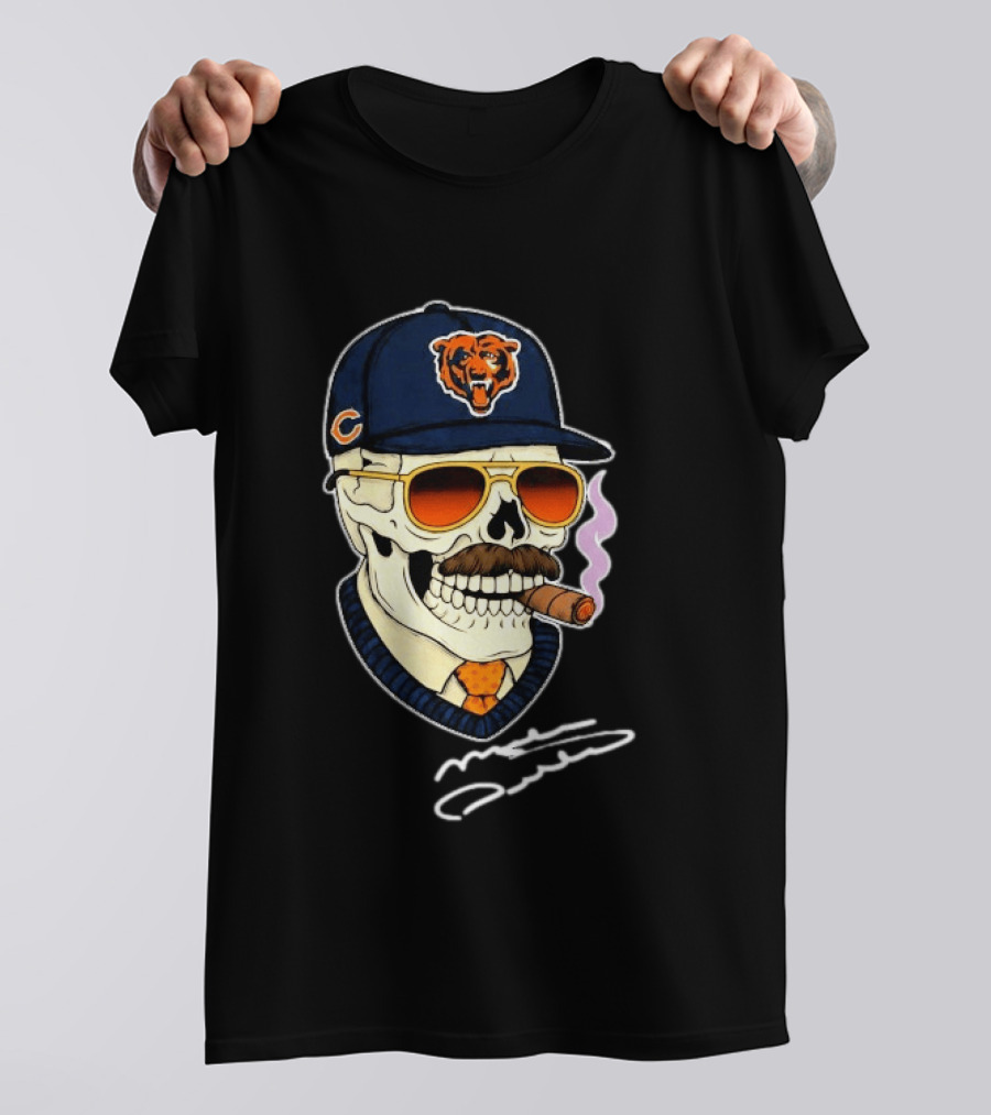 Mike Ditka Chicago Bears Legend Skull Cigar Signature T-Shirt