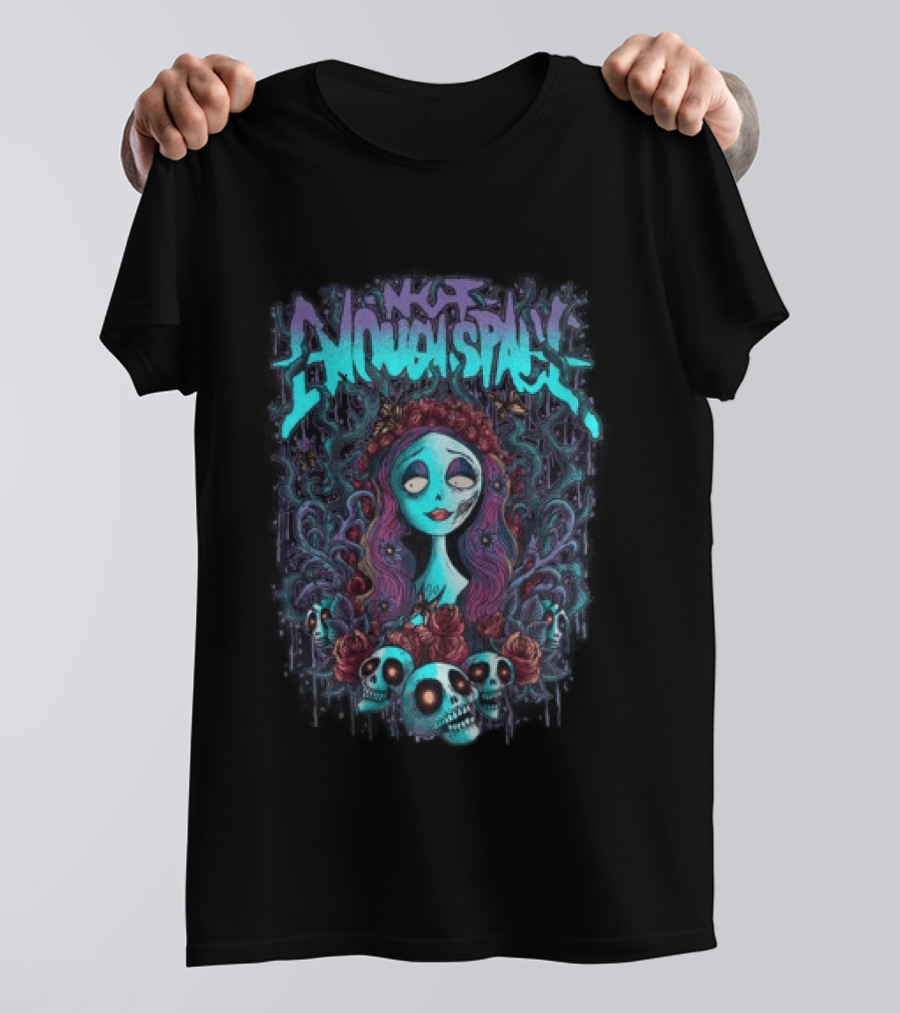 Not Enough Space Store Bride Skulls Roses Vintage Horror T-Shirt