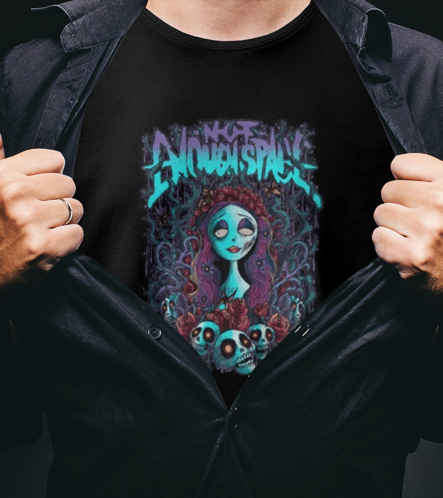 Not Enough Space Store Bride Skulls Roses Vintage Horror T-Shirt