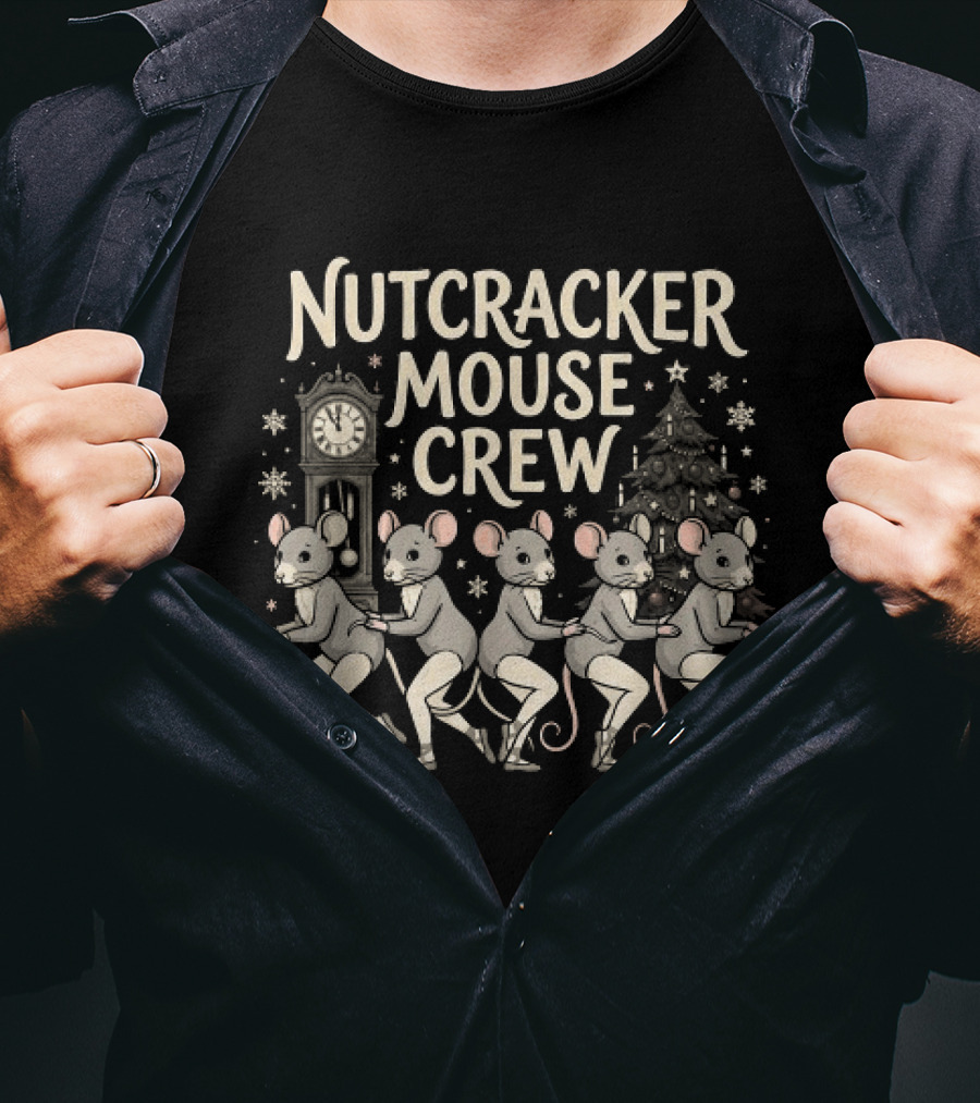 Nutcracker Mouse Crew Ballet Christmas Holiday Theme With Snowflakes And Dance Motif T-Shirt
