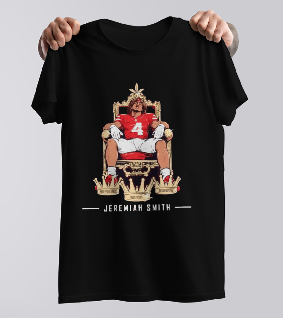 Ohio State Buckeyes Football Jeremiah Smith Crown Receptions Receiving Touchdowns T-Shirt