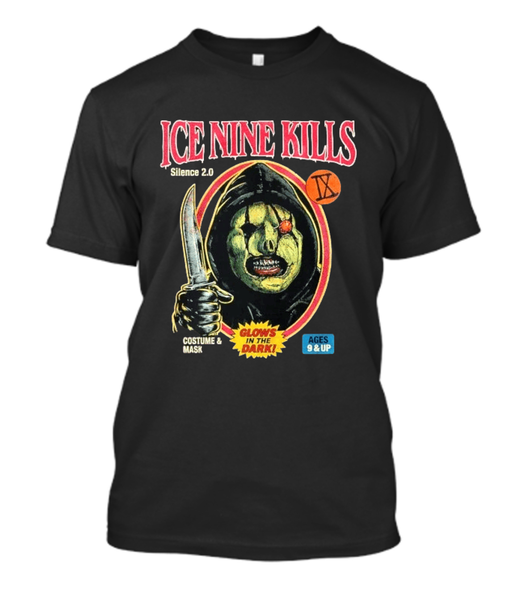 Ice Nine Kills Silence 2.0 Costume Mask Glows In The Dark Ages 9 And Up T-Shirt