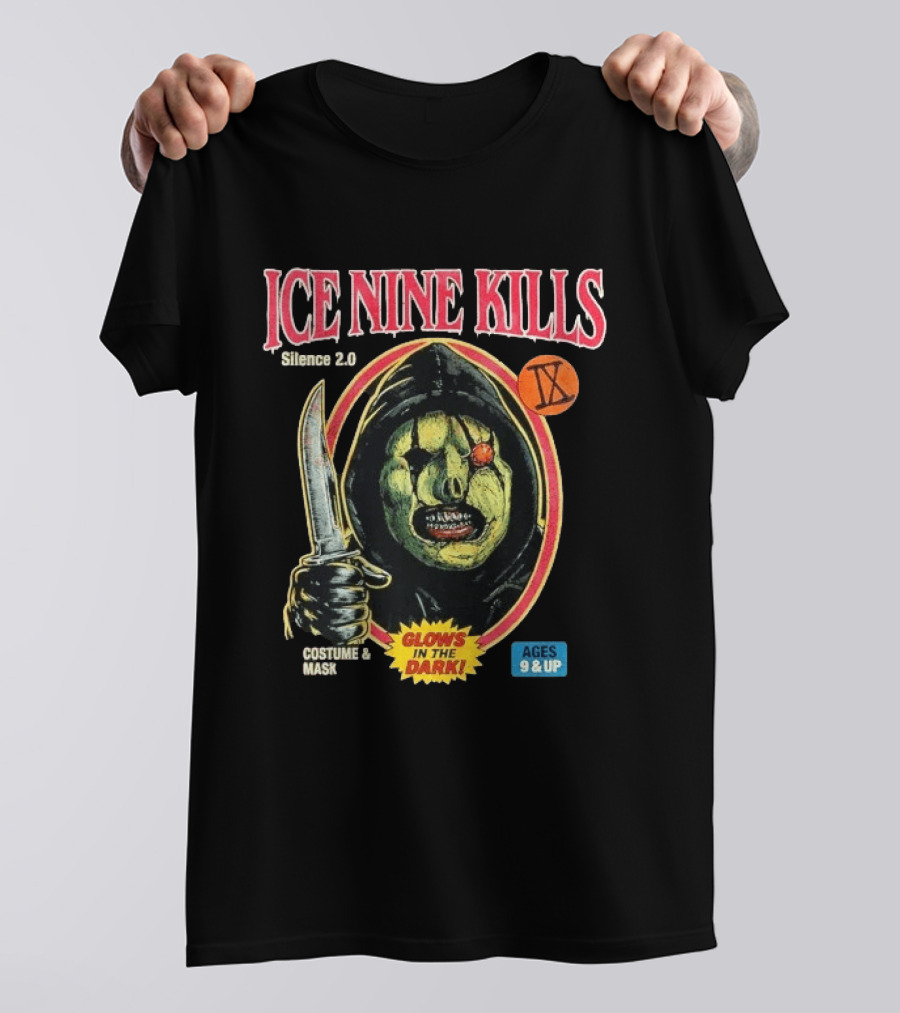 Ice Nine Kills Silence 2.0 Costume Mask Glows In The Dark Ages 9 And Up T-Shirt