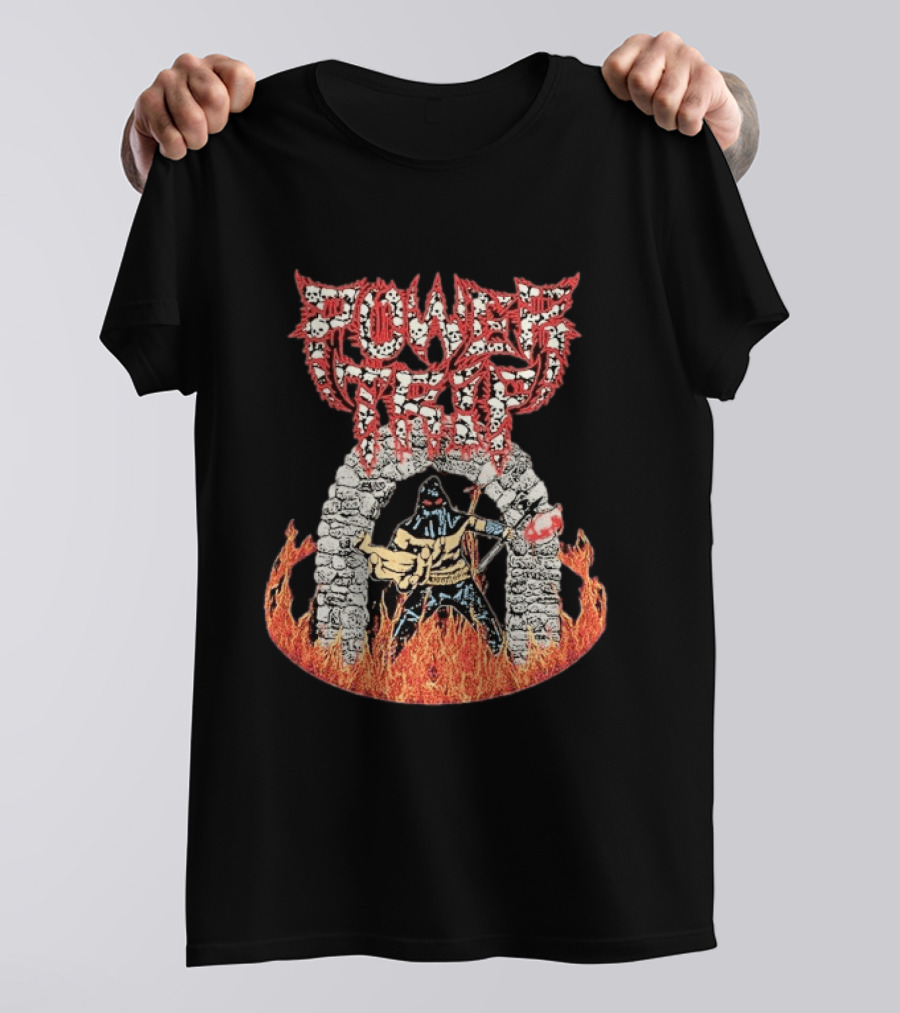 Power Trip Executioner Heavy Metal Iconic Skull Logo Fiery Guitar T-Shirt