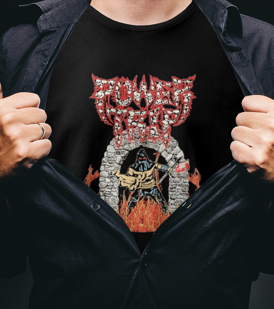 Power Trip Executioner Heavy Metal Iconic Skull Logo Fiery Guitar T-Shirt