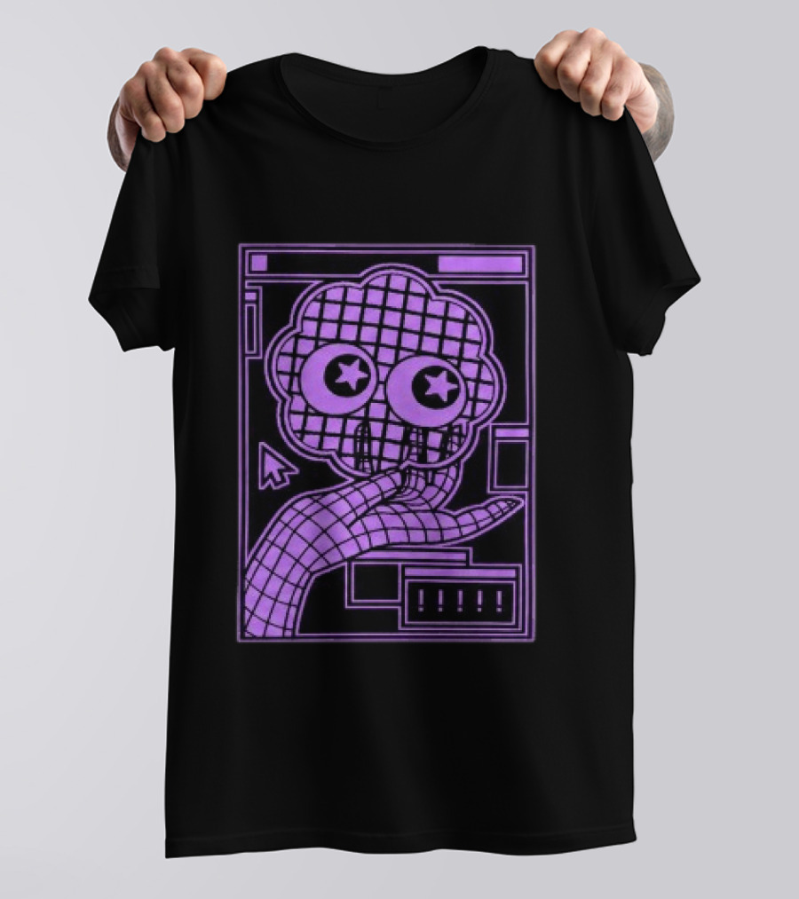 Ranboo Store The Parti Pixel Star Eyed Retro Grid Hand And Cloud T-Shirt