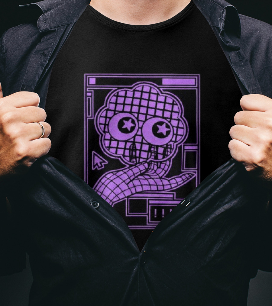 Ranboo Store The Parti Pixel Star Eyed Retro Grid Hand And Cloud T-Shirt