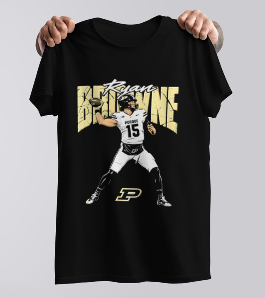 Ryan Browne 15 Purdue Boilermakers Football P T-Shirt