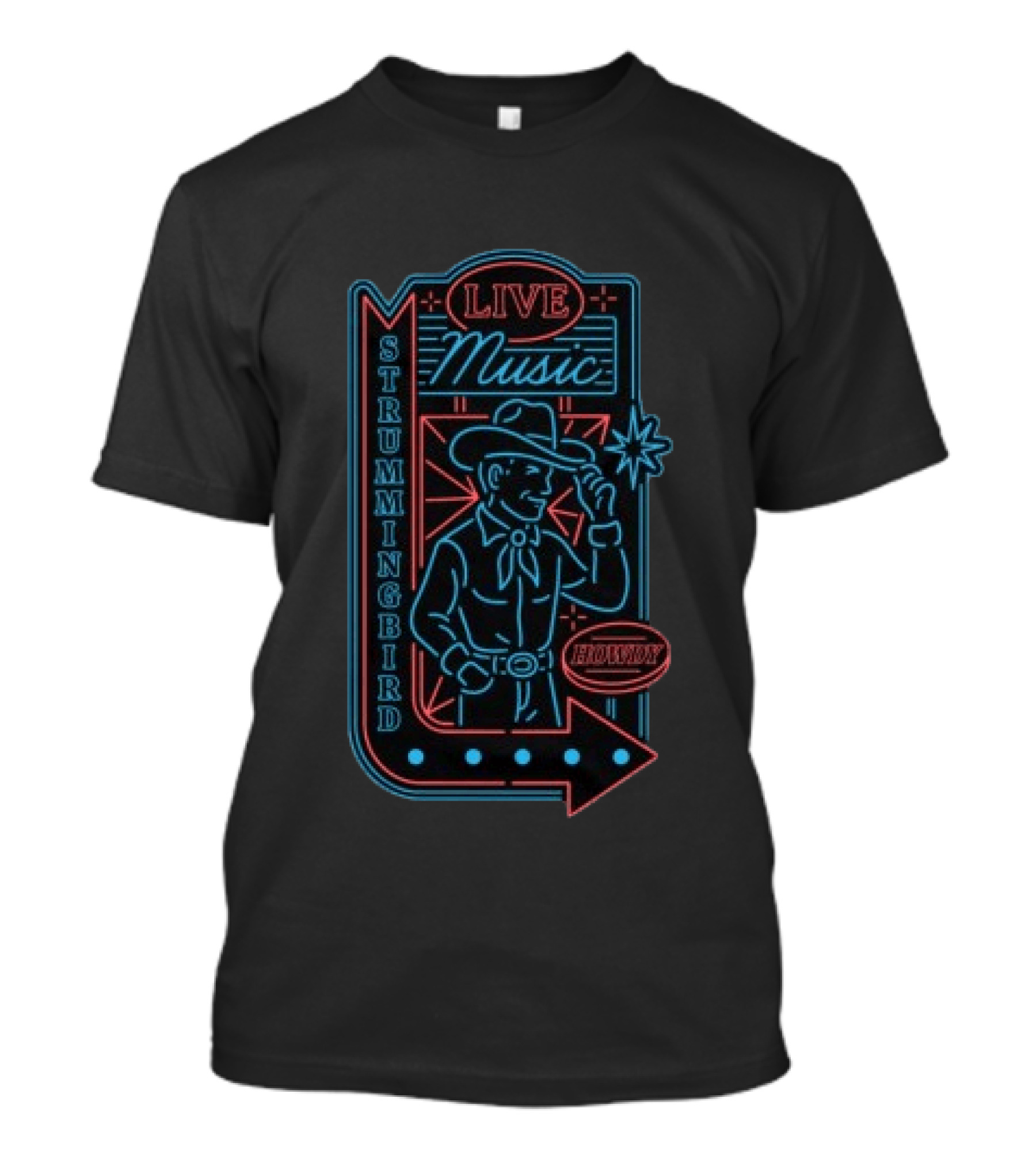 Strummingbird Neon Cowboy Live Music Honky Tonk T-Shirt