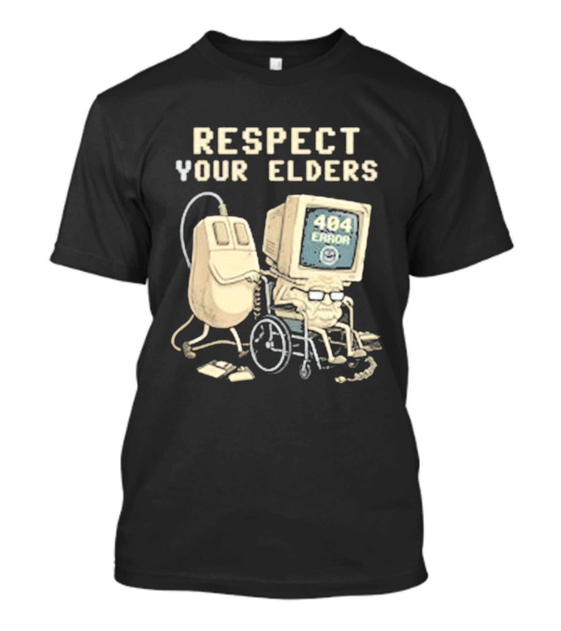 Respect Your Elders 404 Error Tech Hilarious Old Computer Mouse T-Shirt