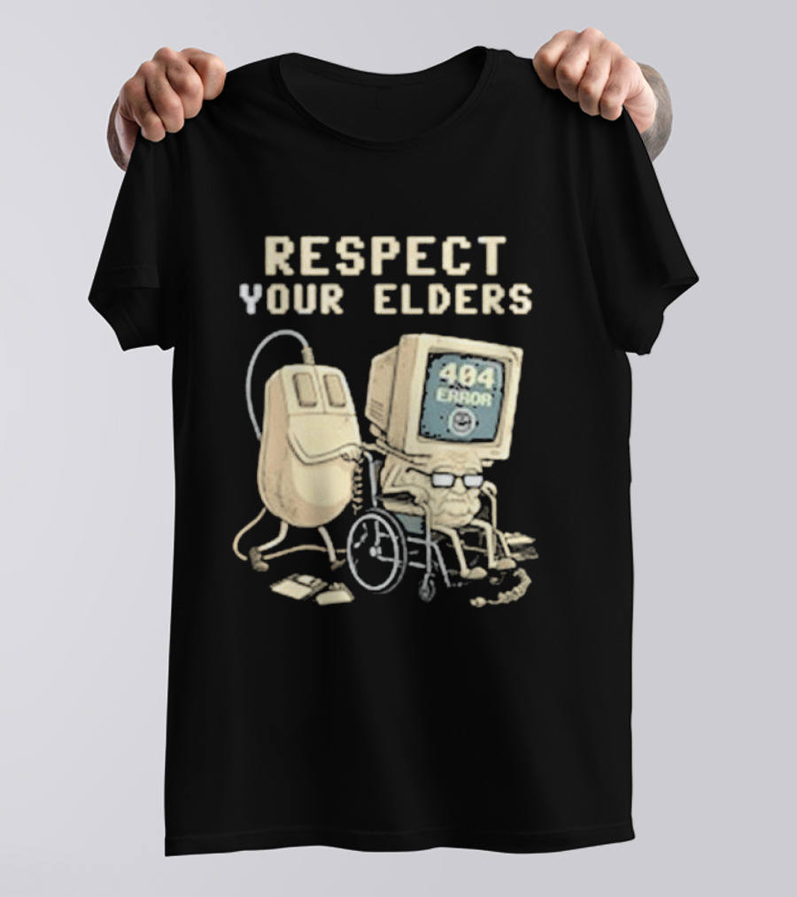 Respect Your Elders 404 Error Tech Hilarious Old Computer Mouse T-Shirt