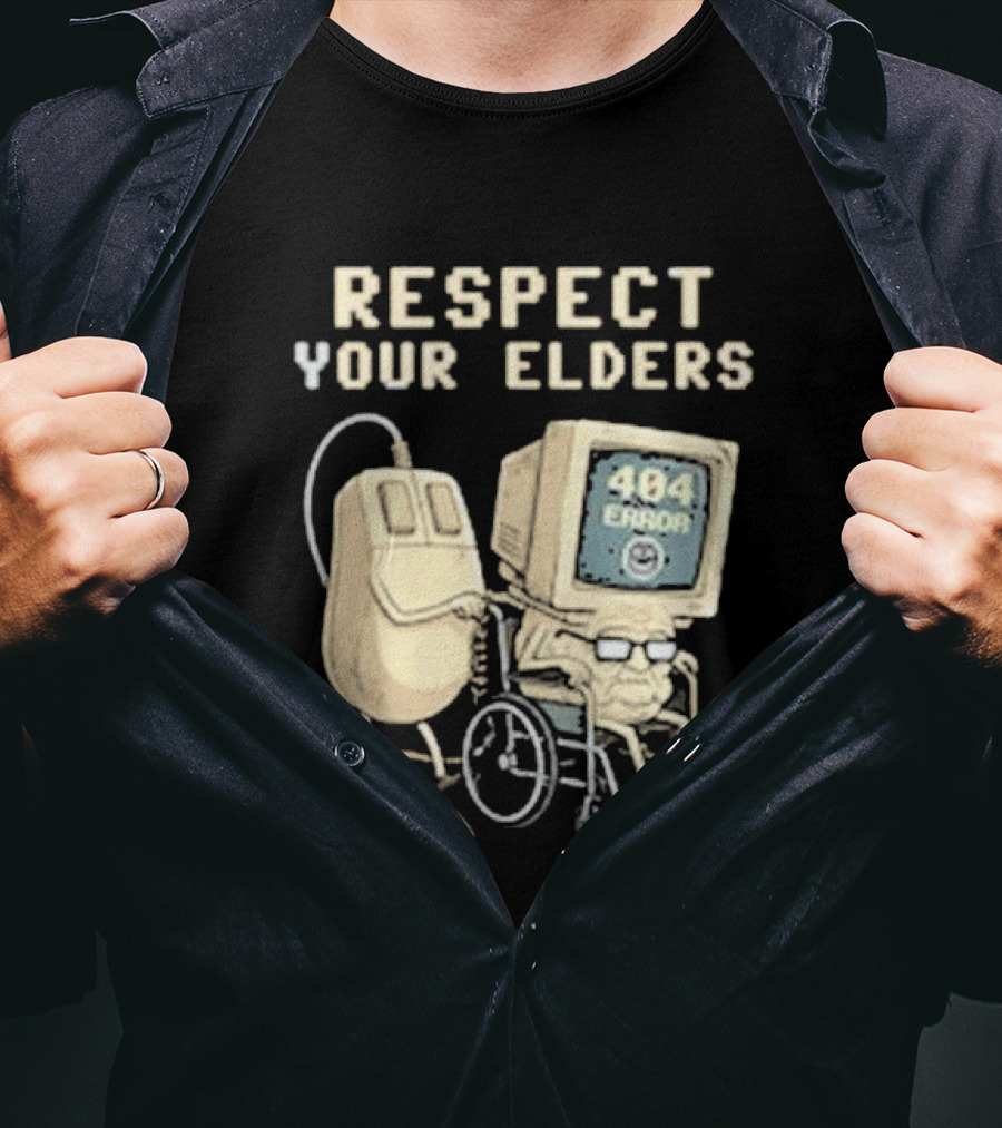 Respect Your Elders 404 Error Tech Hilarious Old Computer Mouse T-Shirt