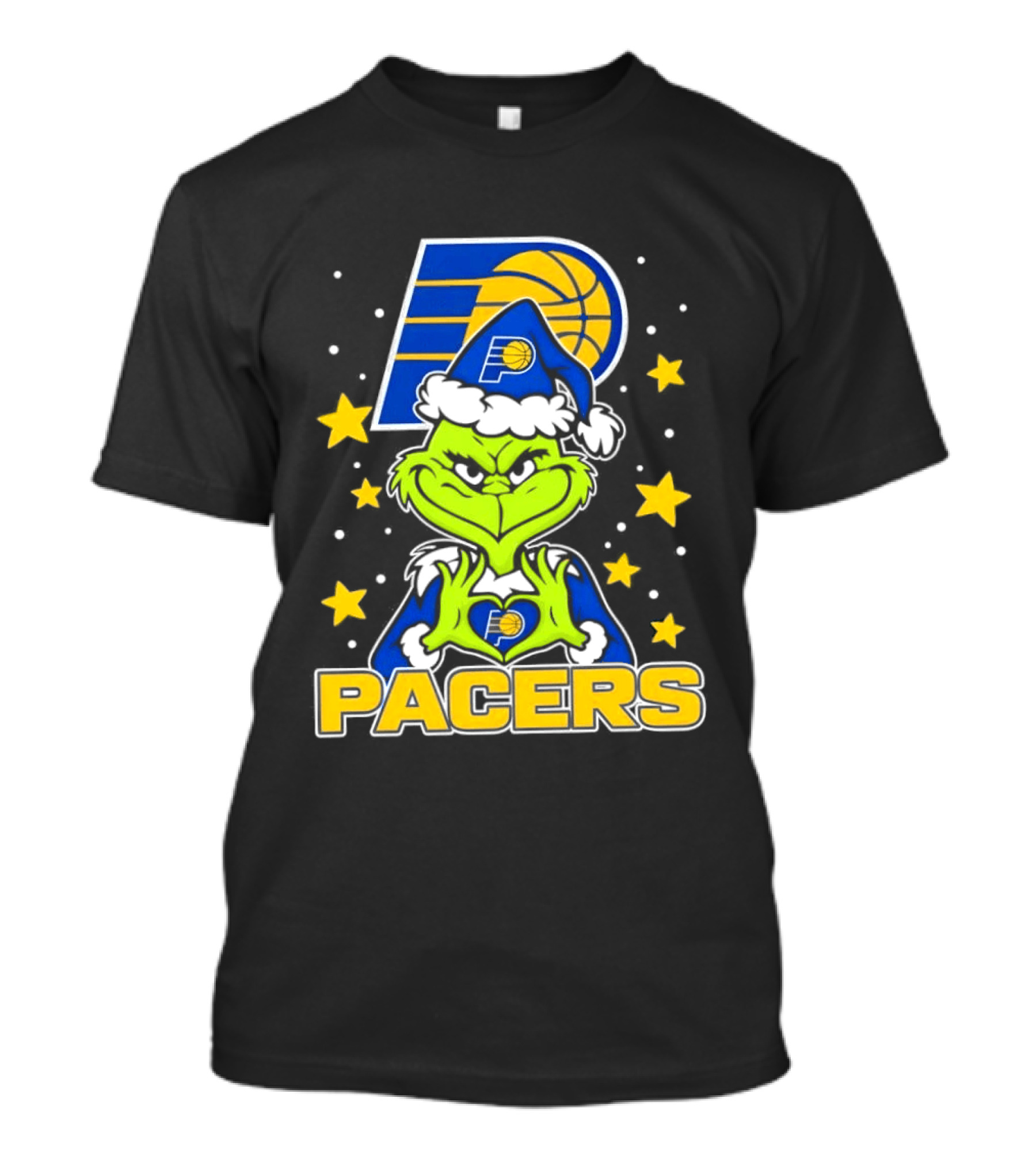 Pacers Christmas Heart Grinch With Indiana T-Shirt