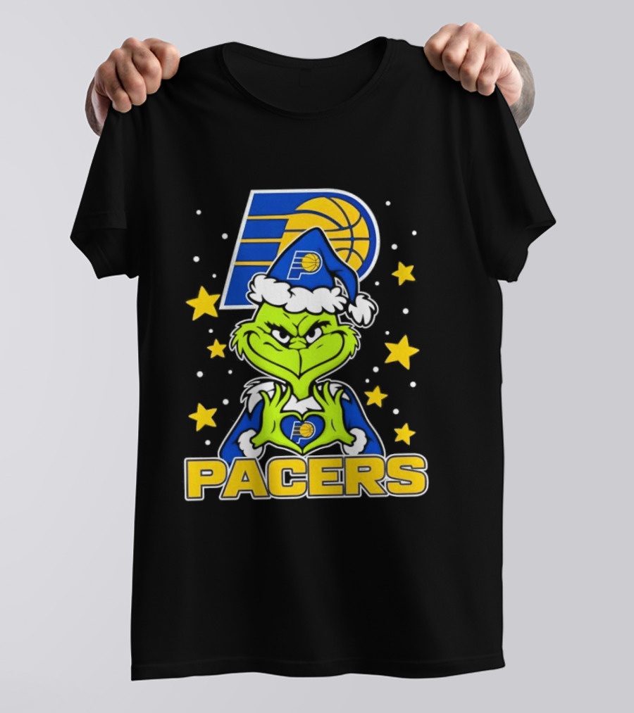 Pacers Christmas Heart Grinch With Indiana T-Shirt