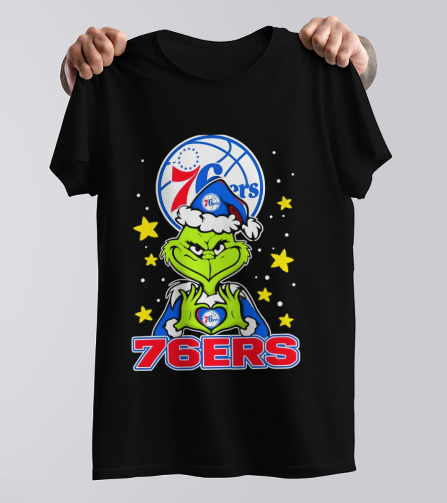 Philadelphia 76ers Christmas Grinch Basketball Holiday T-Shirt