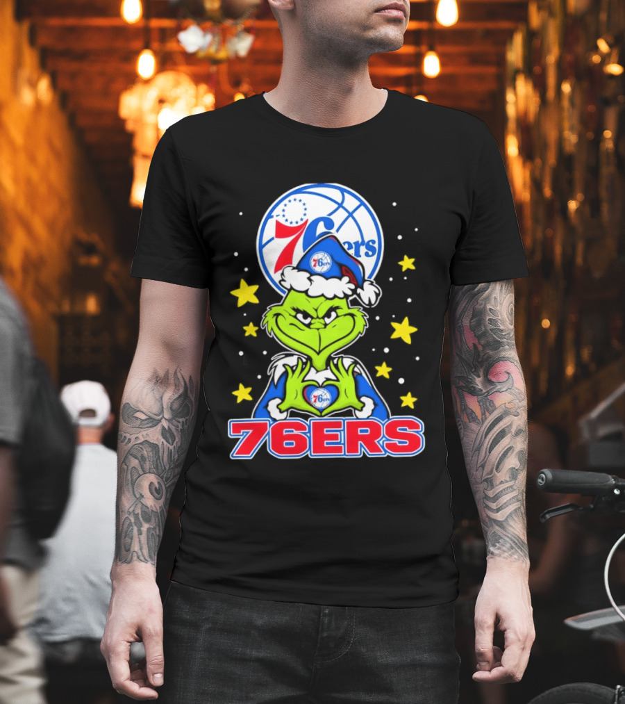 Philadelphia 76ers Christmas Grinch Basketball Holiday T-Shirt