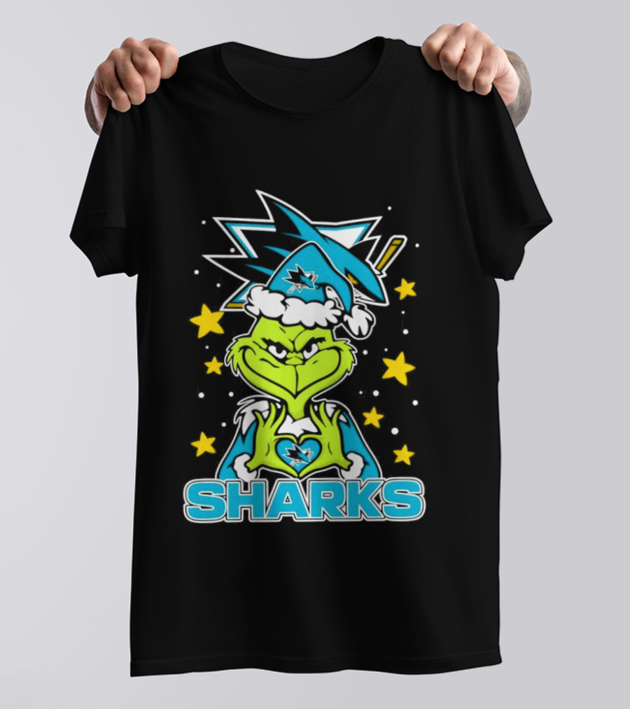 The Grinch San Jose Sharks Christmas NHL Holiday Collaboration T-Shirt