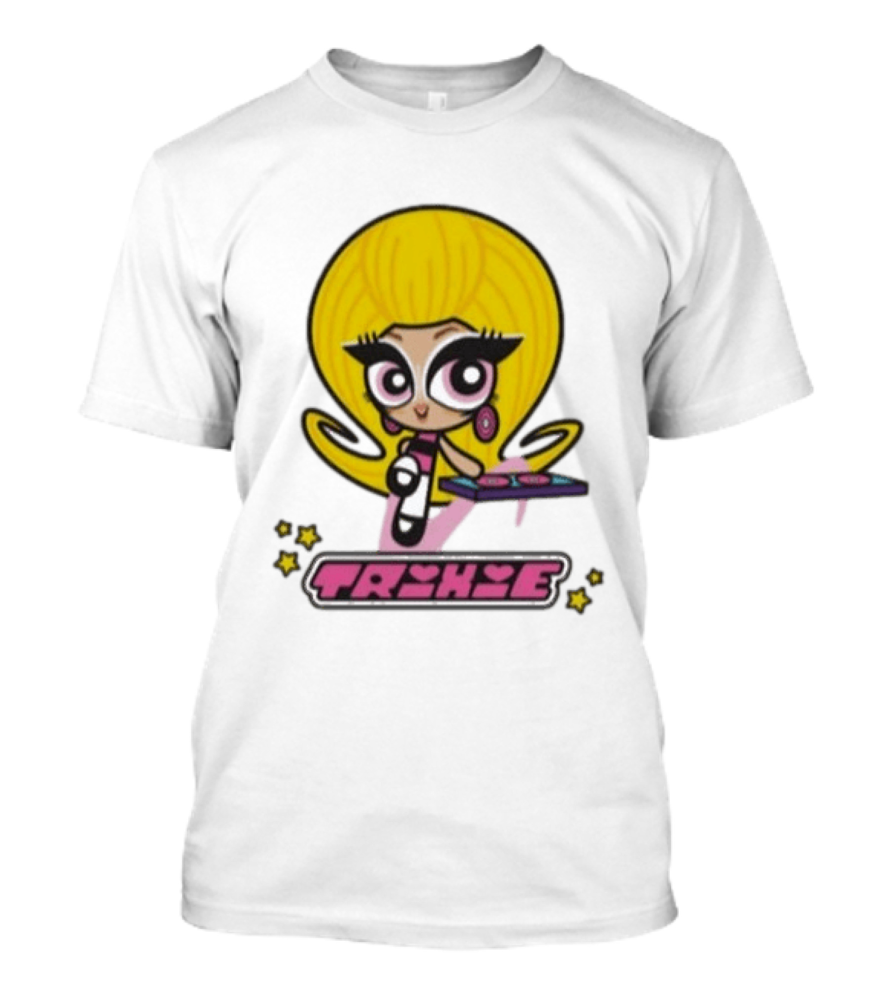 Trixie Mattel Powerpuff Girl Parody With Oversized Yellow Hair And Makeup T-Shirt